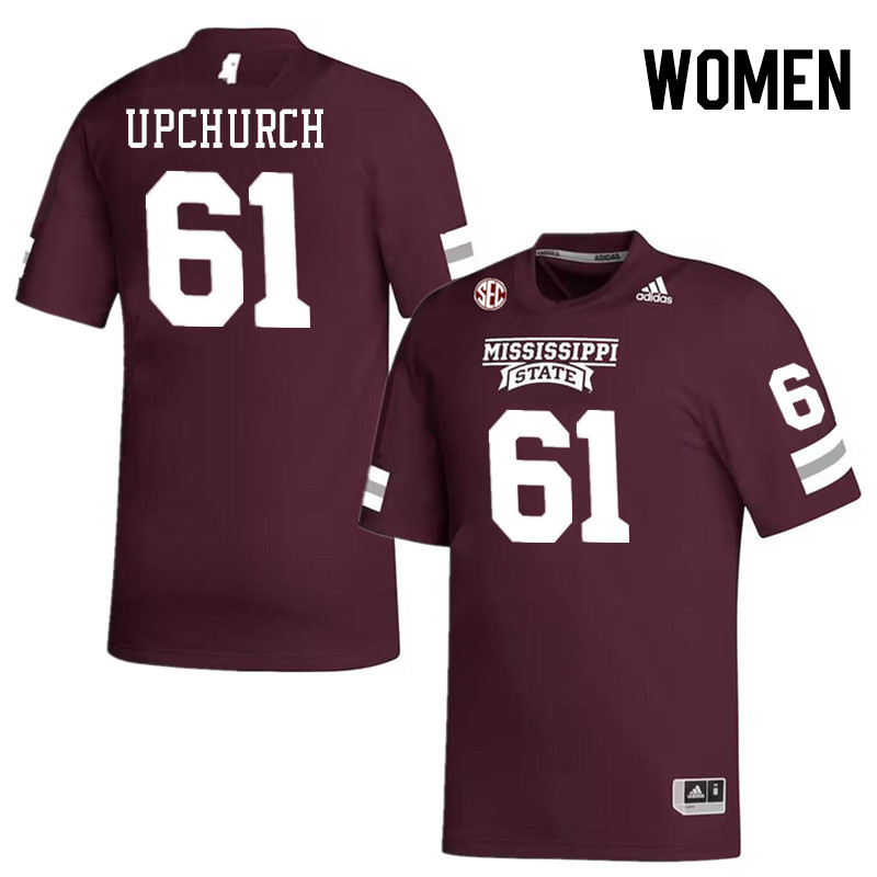 Women #61 Karsten Upchurch Mississippi State Bulldogs College Football Jerseys Stitched-Maroon